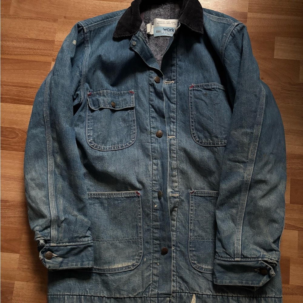 Vintage 1950s/60s Distressed Sears Men's Blue Denim Barn Jacket